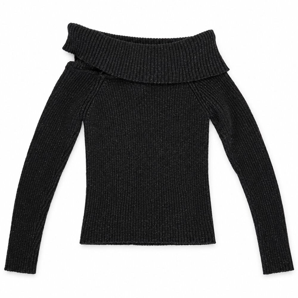 Art Class Girls Off the Shoulder Sparkle Glitter Ribbed Sweater  Size M (8) New
